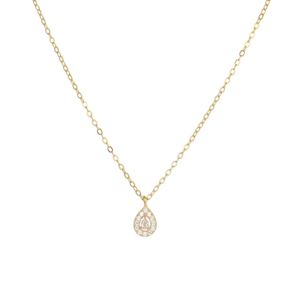 S925 Sterling Silver Teardrop Diamond Pendant Necklace - Elegant, Versatile, High-End Clavicle Chain for Women