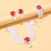 Square Crystal Diamond Earrings Necklace Set Choker Multilayer Bridal Anti-Pearl Necklace Earrings Women