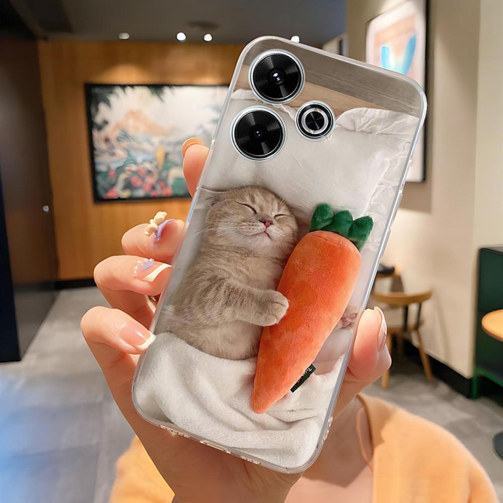 For Poco M6 4G Case for Xiaomi PocoM6 4G Cute Printed Silicone Clear Phone Cover For Poco M 6 Cases Flowers Para Fundas Coque