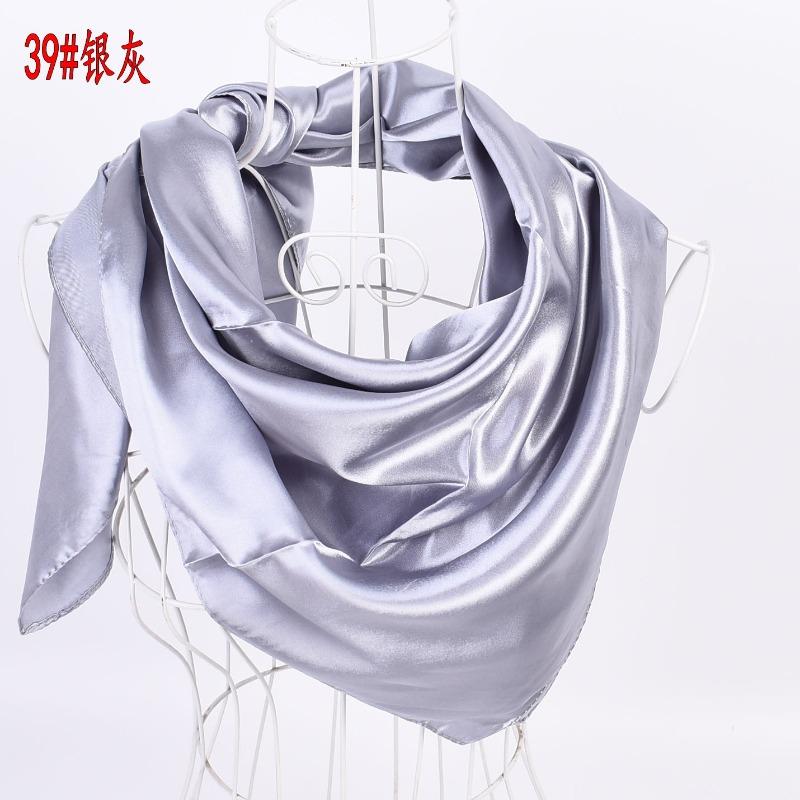 Selected solid color imitation silk generous silk scarf, women's silk scarf 90 * 90 color diced versatile scarf