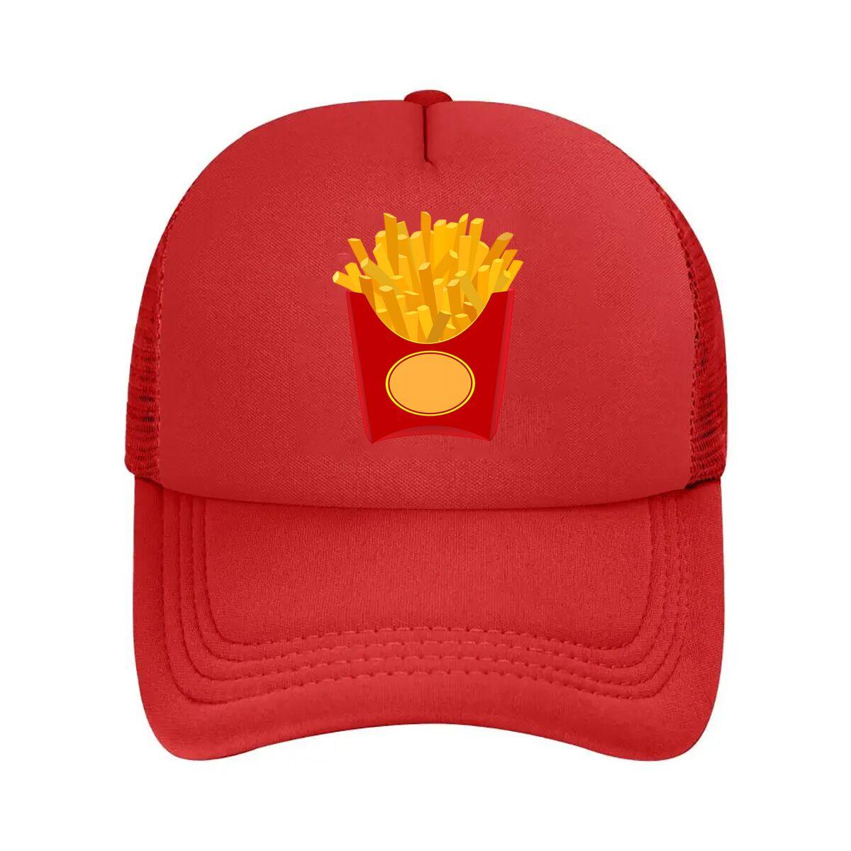 

A playful and colorful design with french fries Mesh Baseball Cap Unisex WoUnisex Retro Sun Breathable Snapback Cap Dad Spring Hat One Size