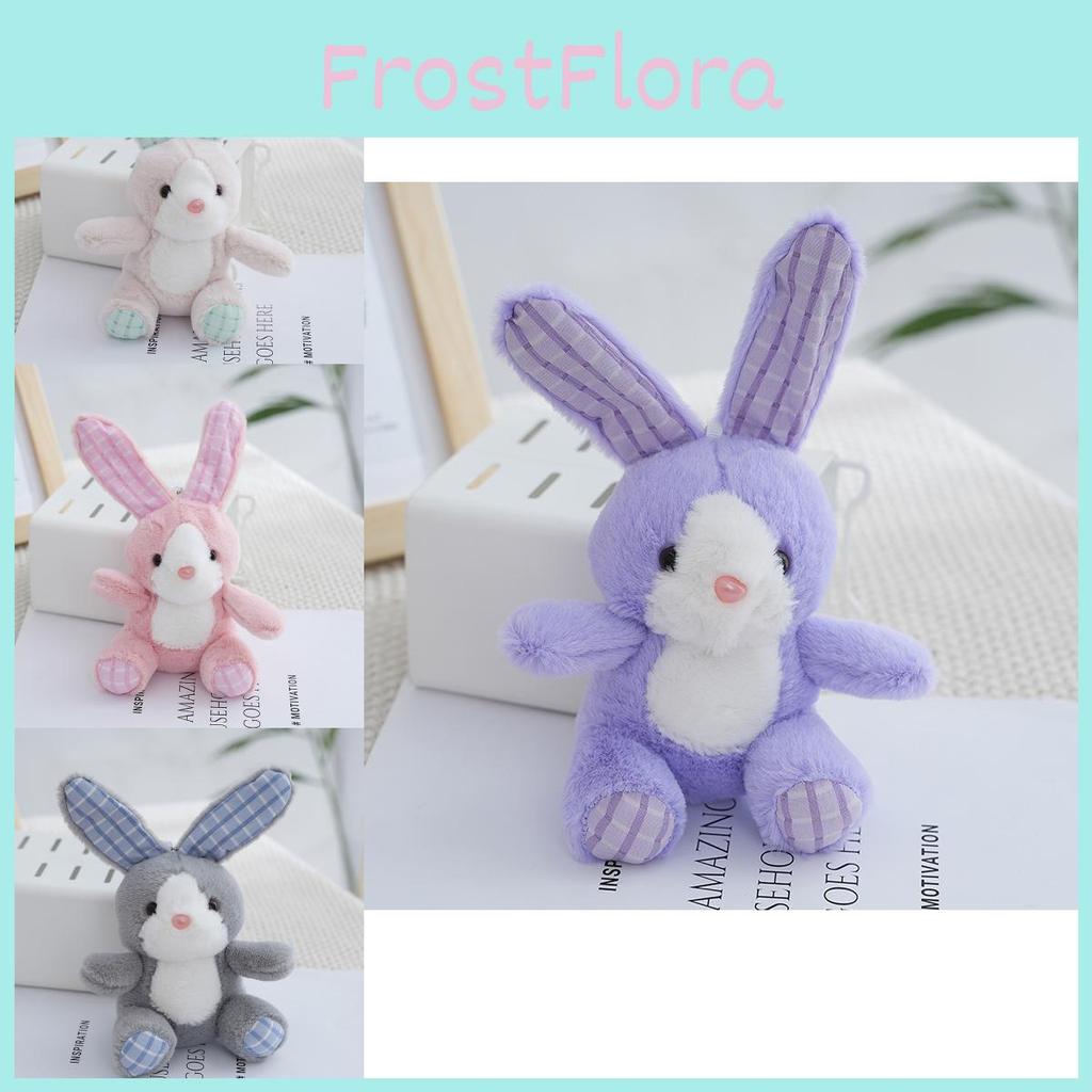 Adorable Checkered Long-eared Bunny Plush Toy Soft Stuffed Rabbit Doll For Kids