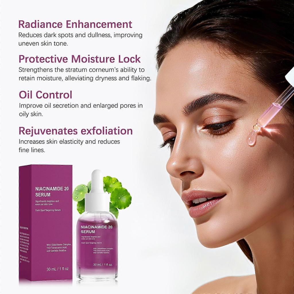 Il siero alla niacinamide al 20% schiarisce le macchie scure, uniforma il tono della pelle e minimizza i pori: formulato specificamente per pelli sensibili.