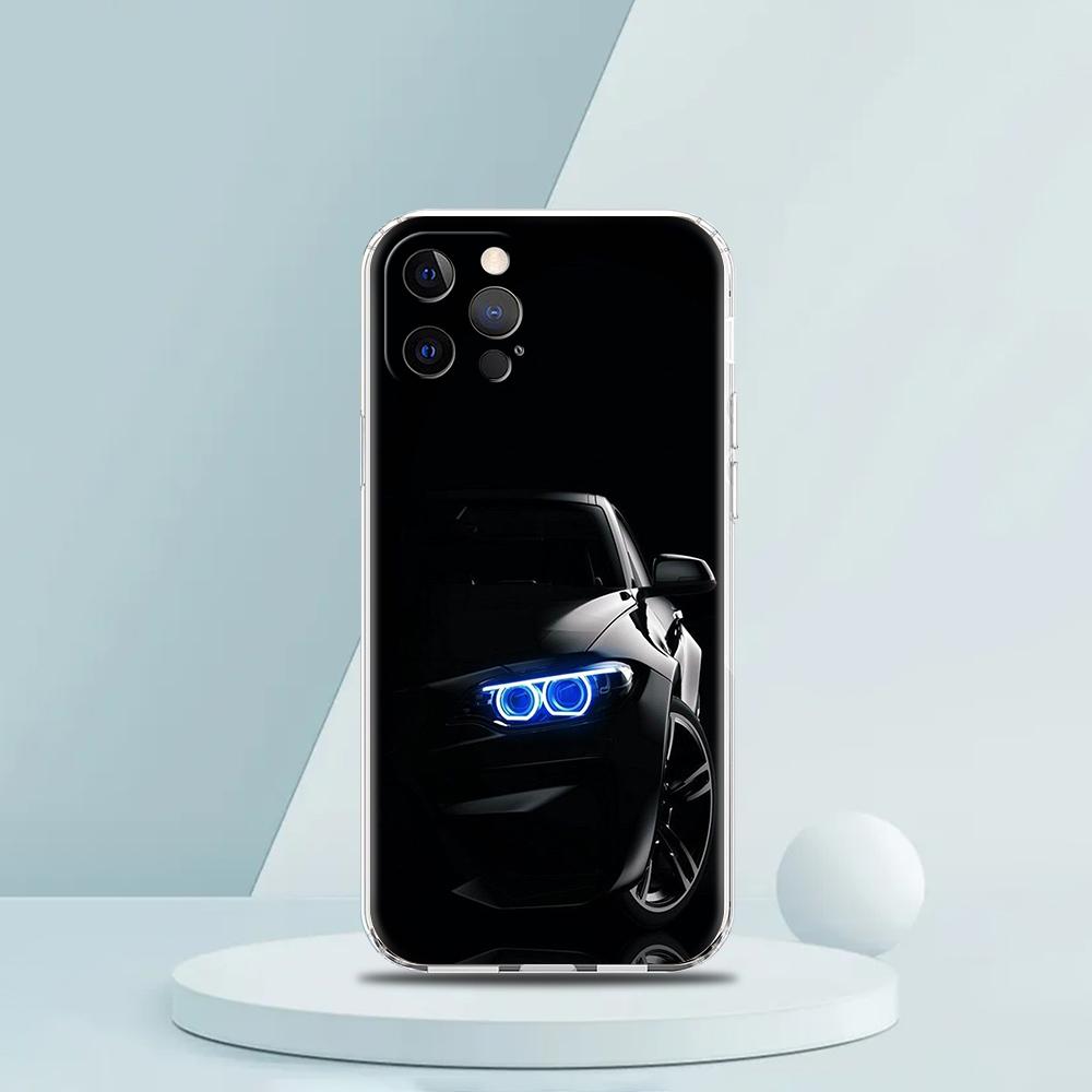Cool Sports Black Car Phone Case for iPhone 16 15 14 13 12 Pro Max Cover Transparent for iPhone 11 Pro Max 7 8 Plus XS XR Bags