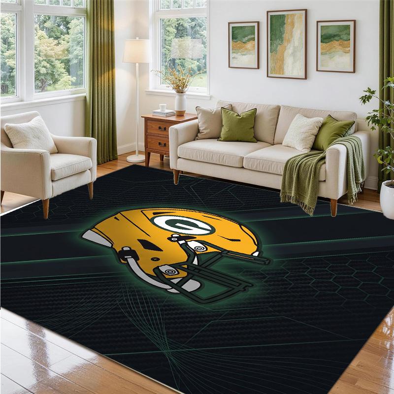 Green Bay Packers Design Crystal Velvet Rug Soft Decorative Mat for Bedroom Entrance