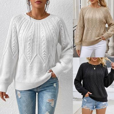 Women S Casual Crew Neck Long Sleeve Solid Knit Sweater