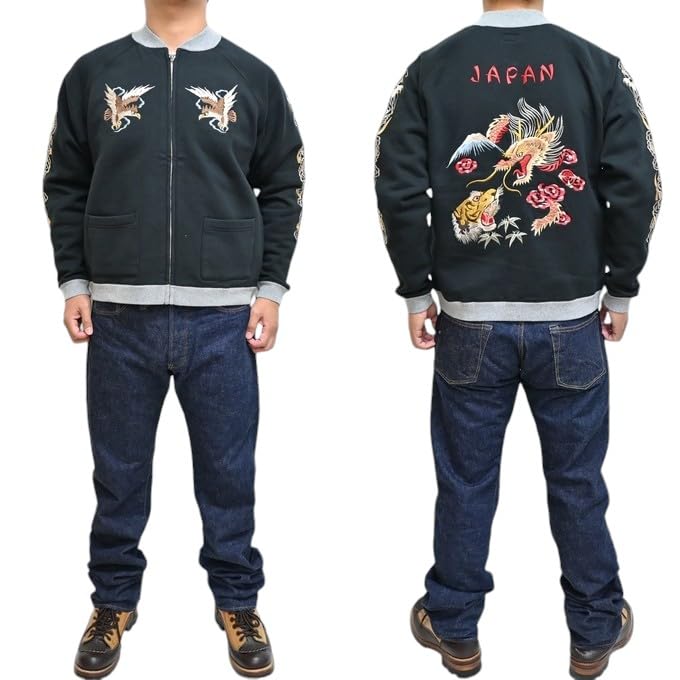 Tailor Toyo TT69474 Ska Zip Sweatshirt DRAGON TIGER EAGLE Sukajan Tailor Toyo × × (XL)