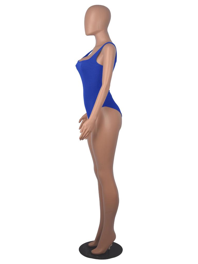 Women's Solid Color U-Neck Sleeveless Tank Top Bodysuit
