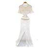 European and American style simple knitted dress women's summer single-breasted hollow slim-fitting design light luxury temperament long dress