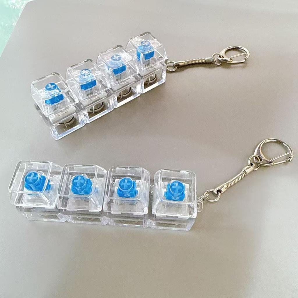New Keyboard Fidget Toys LED Crystal Keycap Keychain Stress Relief Fingertip Gadget Decompression Toys Clicker Fidget Toy
