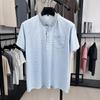 Men T-Shirt With Turn-Down Collar Plaid Pockets Casual Comfortable Turn-Down Collar Dad T-Shirt