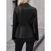 Women's Double Breasted Blazer PU Leather Moto Jacket
