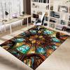 1PC Stained Glass Kaleidoscope Extra Large Non Slip Floor carpet, Office, family, bedroom Large Area Rug Indoor Rugs, Vibrant Colors