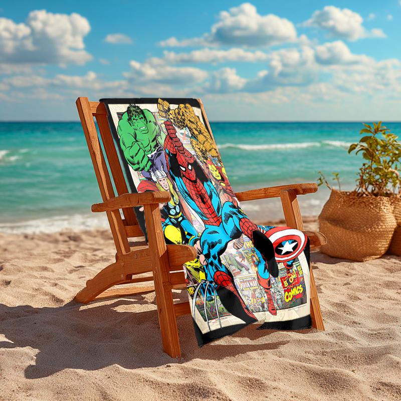 1Pc Superhero Comic Characters Beach Towel, Quick Dry, Multi-Use for Beach Pool Gym Yoga Home Travel, Christmas, Halloween, Xmas Gift Em92838