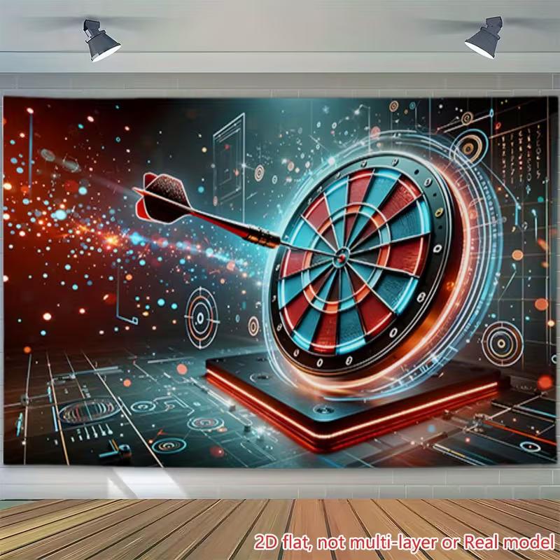 

2D Futuristic Dartboard Backdrop Neon Bullseye with Digital Lights Photoshoot Background 47.2x31.5inch/120*80cm