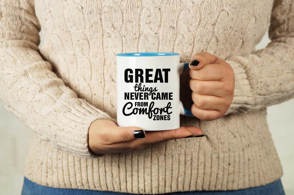 Inkdotpot Great Things Never Came From Comfort Zones 11Oz Ceramic Coffee Mug Inspirational Quotes Gift For Employee Boss Coworkers