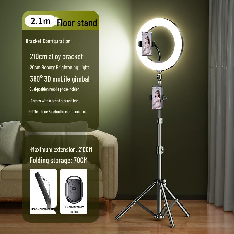 2024 Mobile Phone Live Streaming Stand with Fill Light for Douyin & Selfie Beauty - Complete Desktop Shooting Support Set