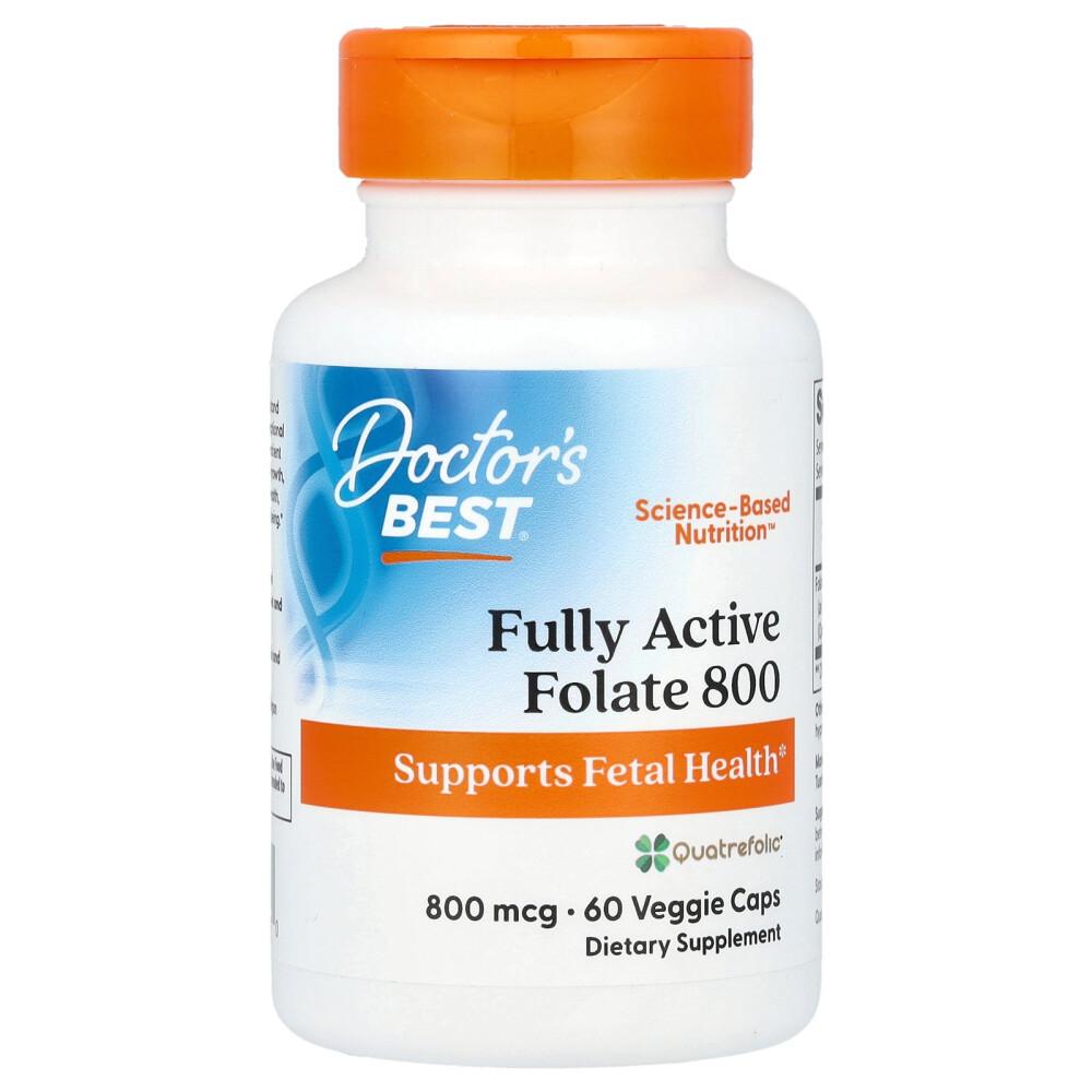 Doctor's Best Fully Active Folate 800 800mcg Vegetarian Capsules, 60 Count