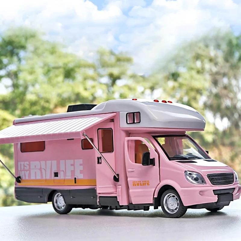 1:32 Luxury RV Recreational Vehicle Car Model Toy Diecast Metal Camper Van Motorhome Touring Car Model Sound and Light Kids Gift