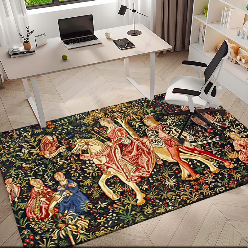1pc Medieval Period Art Court Carpet Rug for Living Room Bedroom Home Sofa Decoration,Kids Play Non-slip Floor Mat