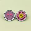 Creative Cartoon Smiley Face Brooch with Red Letters and Cute Patterns - Metal Badge Alloy Accessory