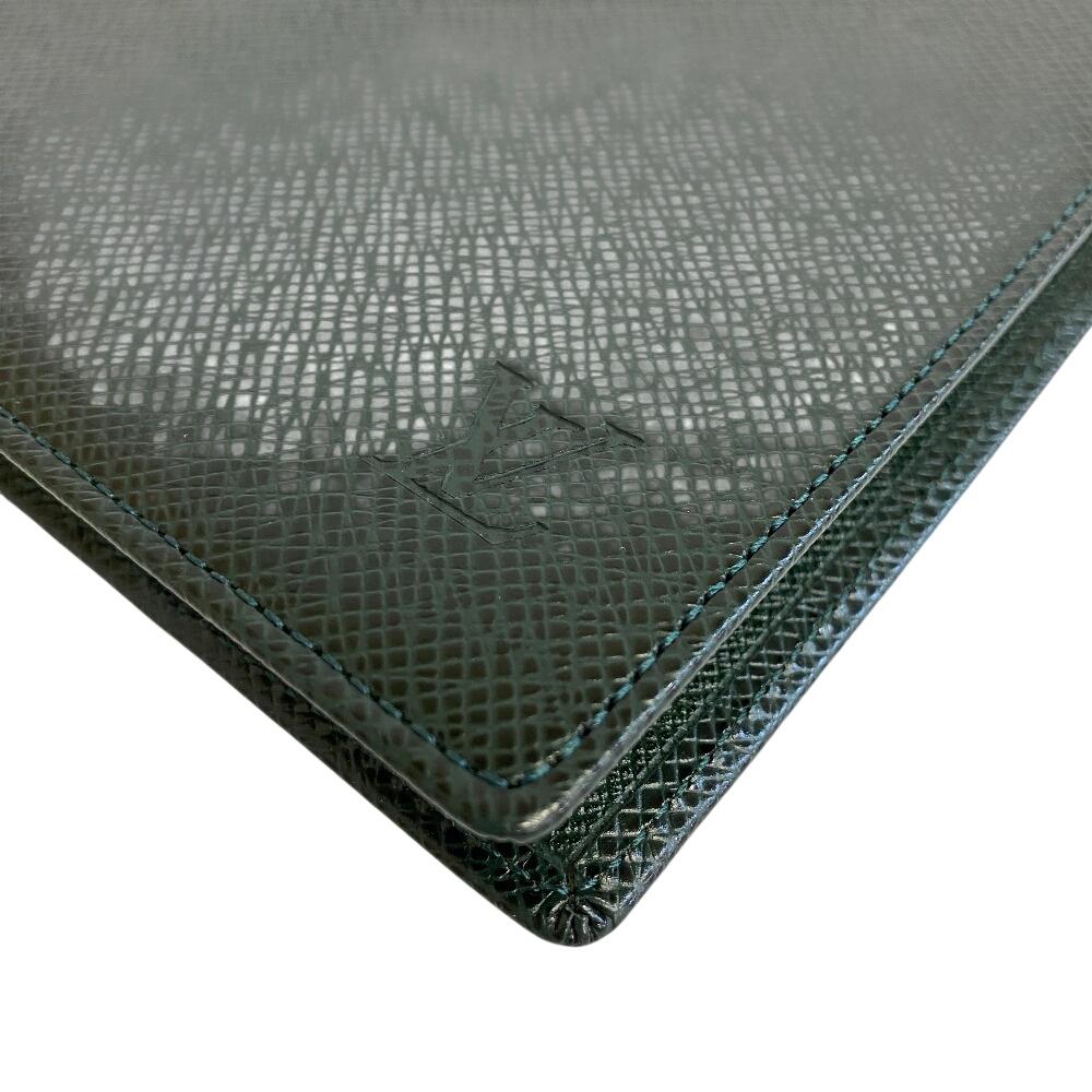 LOUIS VUITTON R20407 Taiga leather Notebook cover green leather Used