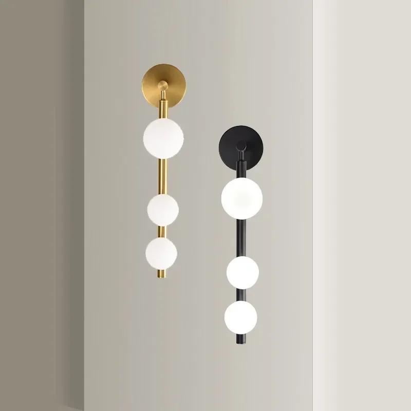 AZ White Glass Ball Wall Lights For Living Room Coffee Shop Bedroom Gold Black Pearl Wall sconce bathroom Mirror light