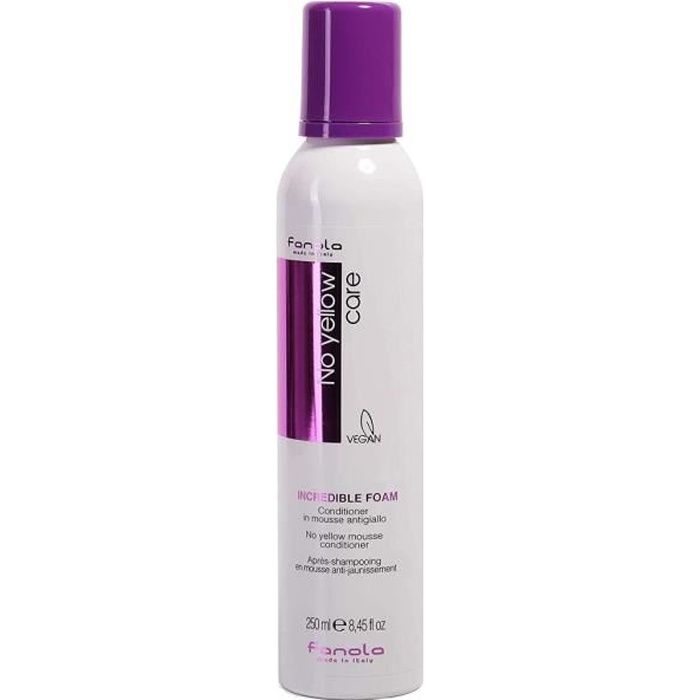 Conditionneur Mousse - Fanola - No Yellow - 250ml - Cheveux Décolorés - Neutralise Reflets Jaunes