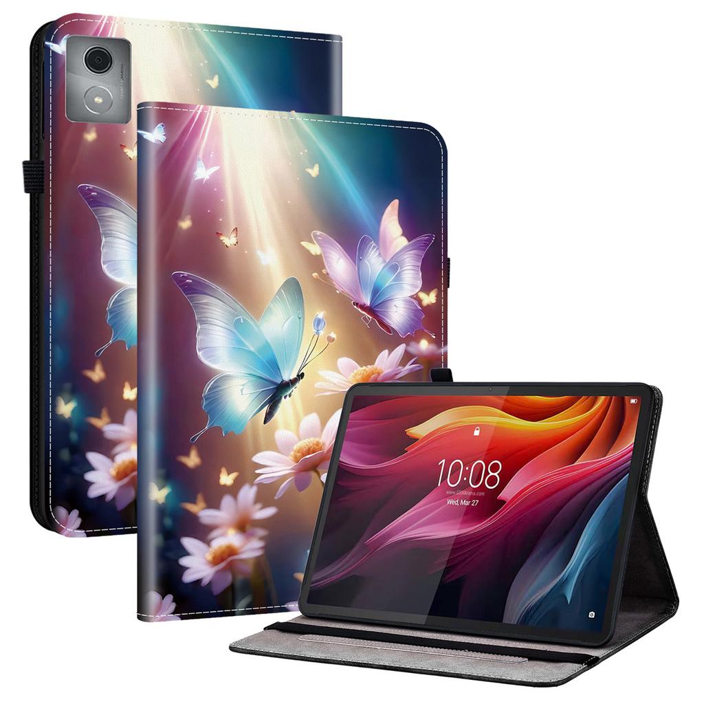 Para Lenovo Tab K11 Plus/M11 Plus Capa de Couro Estampa Suporte Capa para Tablet com Porta-Cartões