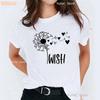 Wunsch Pusteblume Liebe Grafik Gedrucktes T-Shirt Damenbekleidung Sommer Kurzarm T-Shirt Femme Weiß Schwarz Rosa T-Shirt Weiblich