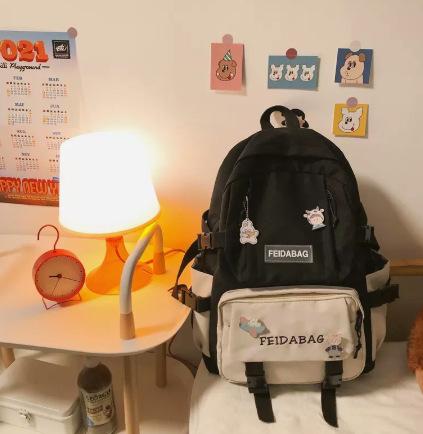 Schoolbag Female College Student Campus Canvas Bag Grades 3 to 5 and 6 Large Capacity Middle School Student Junior High School Student Backpack Female