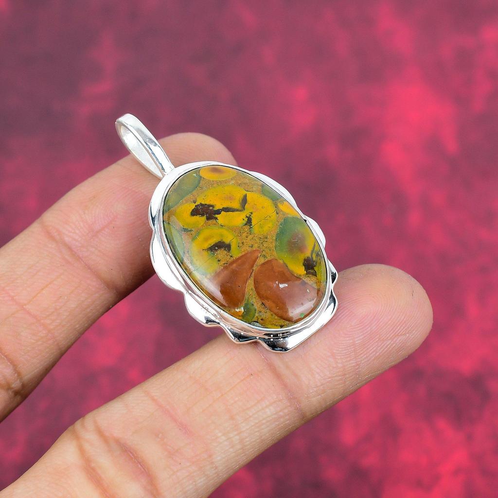 Fruit Jasper Gemstone Pendant, 925 Solid Sterling Silver Pendant, Handmade Antique Jewelry, Gift For Mother Day