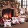 1pc Pink Halloween Cushion Cover with Ghost Pumpkin Pattern Doft Washable Cover for Holloween Themed Party Sofa Chair Decoration