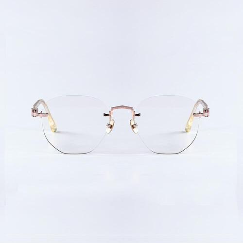 Leibeuntieolseu Raven Blue Light Lens Rimless Glasses Rose Gold (Crystal) 52Mm Col.4