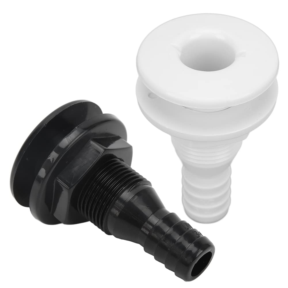Kriccekal Boat Drain ABS 3/4" Black Through Hull Connector Hose Coupling Drain Replacement Hardware