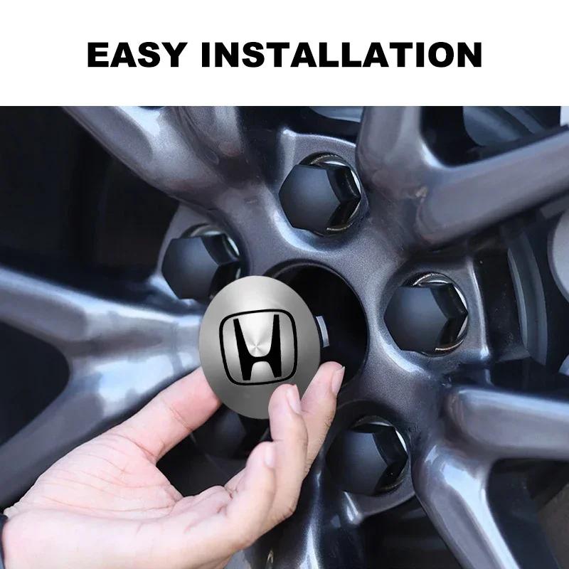For Honda 4Pcs Car Wheel Center Hub Cap 56mm Emblem Decal Wheel Sticker For Honda Civic Mugen Accord Odyssey JAZZ CRV Fit Hrv Ja
