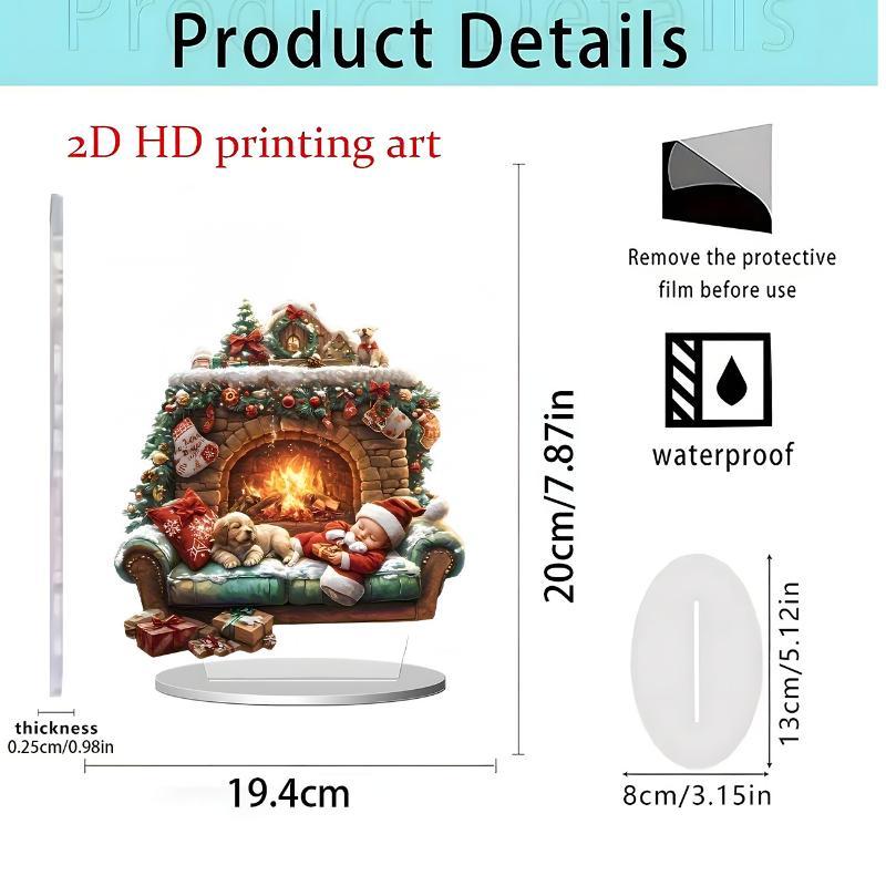 2D Acrylic Castle Snow House Pendant Wooden Christmas Hanging Ornament for Home Xmas Tree Party Decor Gifts