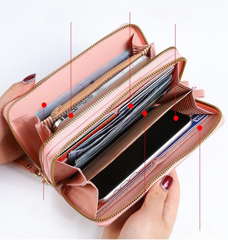 1Pc New Wallet, Women's Long Zipper Wallet, Fashionable Embossed Large-capacity Mother's Mobile Phone Change Clutch Bag