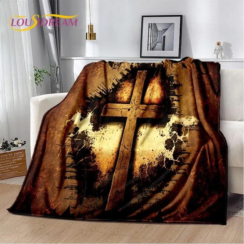 3D Pray Holy Bible Cross Jesus Soft Flannel Blanket for Bed Bedroom Sofa Picnic,Throw Blanket for Cover Outdoor Leisure Nap Gift