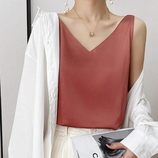 Dames Zomer Satijnen Zijden Camisole: Mouwloze Top, Basislaag van IJszijde, Veelzijdig Ondergoed of Bovenkleding