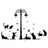 1pc PVC Wall Stickers for Wall Decoration Street Lamp Cat Pattern 300x720mm