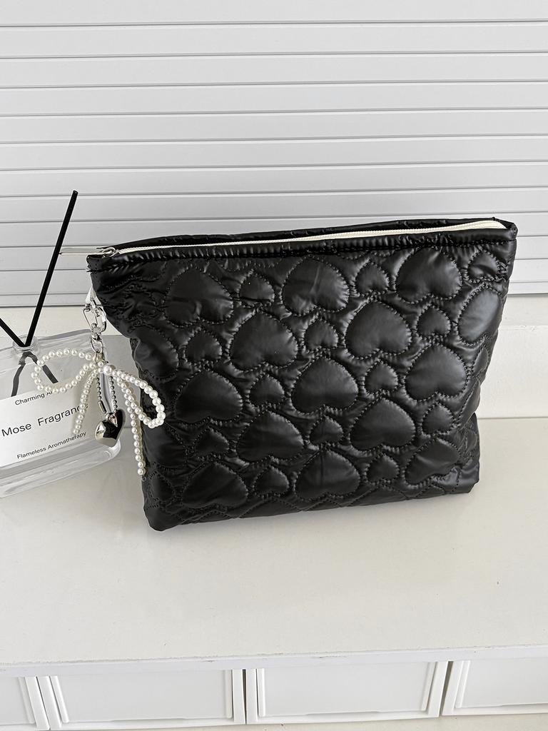 Large-capacity Portable Handbag for Business Trips and Travel, Heart-shaped Storage Bag, Simple Quilted Design, Fresh and Waterp