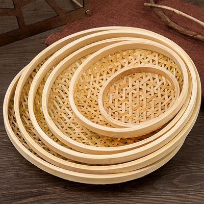Handmade Bamboo Basket & Tray Set: Winnowing Fan, Round Plate, Drying Tray, Creative Tableware, Farm Storage.