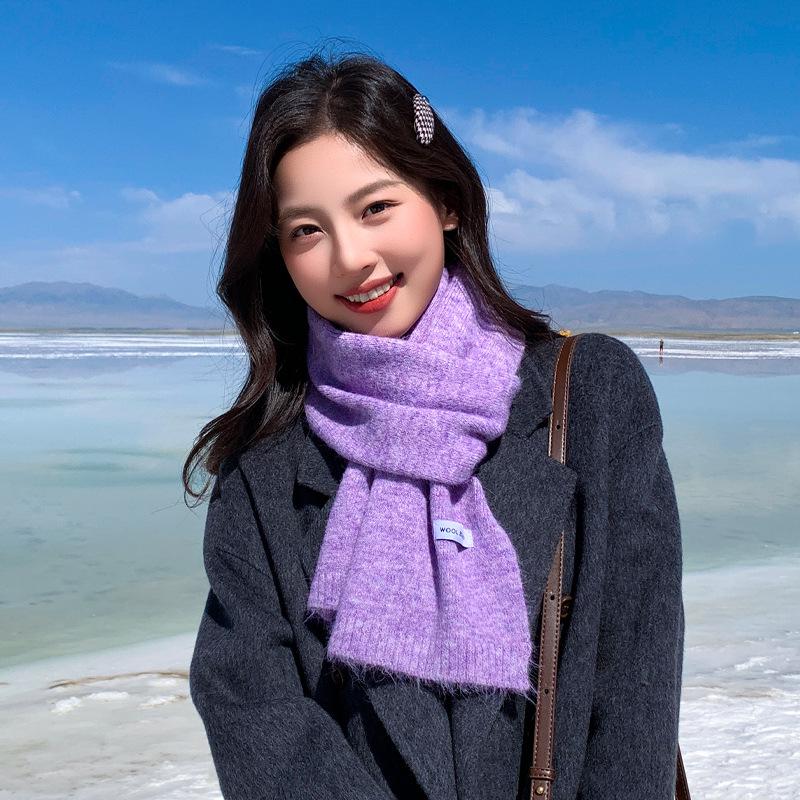 Hiver 2025 Écharpe Rouge en Laine Tricotée Haut de Gamme pour Femmes Style Coréen