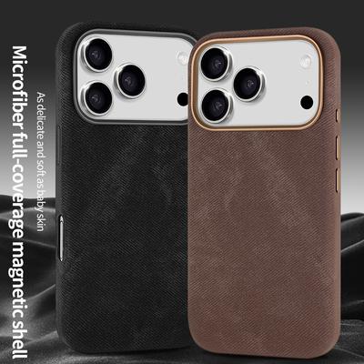 Magsafe Originální Pro iPhone 17Pro Max Magnetická Kovbojská textura Kožený bezdrátové nabíjení Telefon Techwoven Pouzdro pro iPhone 17Air 16 14 13 Pro Max 15 Plus