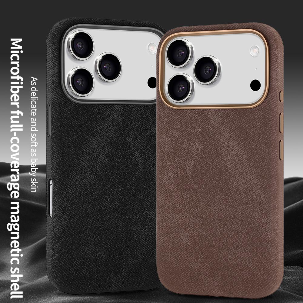 Magsafe Original For iPhone 17Pro Max Magnetic Cowboy Texture Leather Wireless Charging Phone Techwoven Case for iPhone 17Air 16 14 13 Pro Max 15 Plus