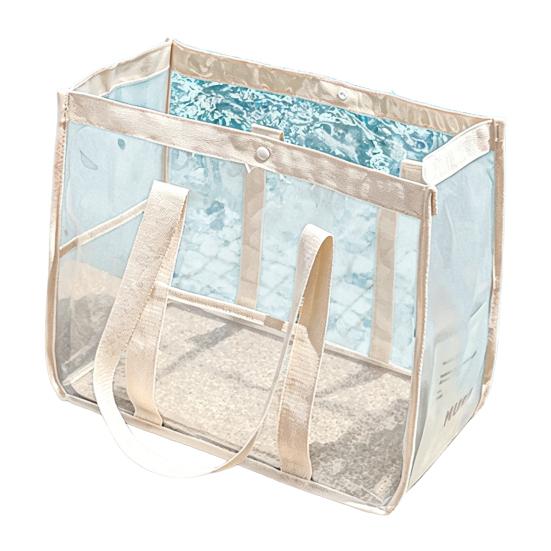 Swimming Bag, Waterproof PVC Large Capacity Beach Bag, Portable with Zipper/Button Closure Storage Bag, for Toiletry Cosmetics Organize
