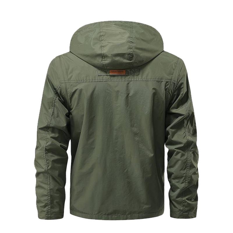 Herren Winddichter Parka mit abnehmbaren Ärmeln: Frühlings-/Herbst-Jacke mit mehreren Taschen, lockerer Schnitt, Übergröße, Freizeit-Arbeitskleidung
