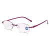 New Stylish Diamond-Cut Rimless Reading Glasses for Women Blue Light Blocking Eyeglasses Classic Style Presbyopic Eyewear