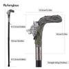 Silver Harts Varghuvud Trärot Gåkäpp Mode Dekorativ Stålstav Gentleman Elegant Cosplay Käpp Knopp Biskopsstav 93cm